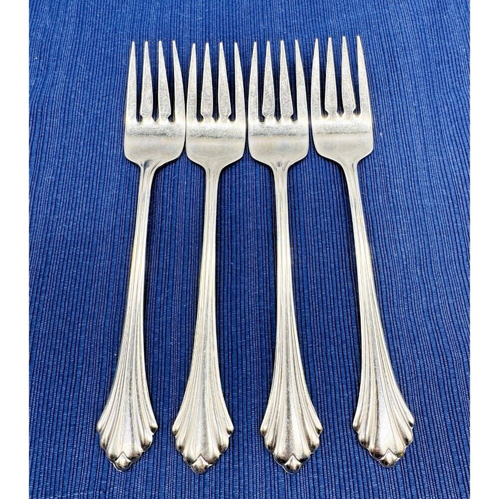 Oneida Bancroft‎ Fortune Salad Fork 6.75 inch Lot of 4 Stainless Flatware USA